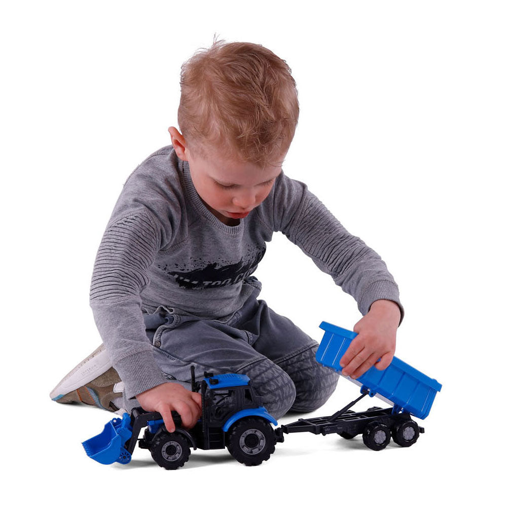 Cavallino Toys Cavallino traktor med oplader og forsyningstip -lastbilblå, skala 1:32