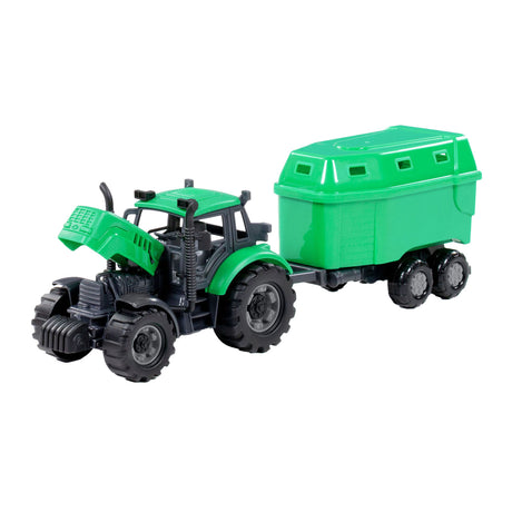 Cavallino toys cavallino tractor met paardentrailer groen, schaal 1:32