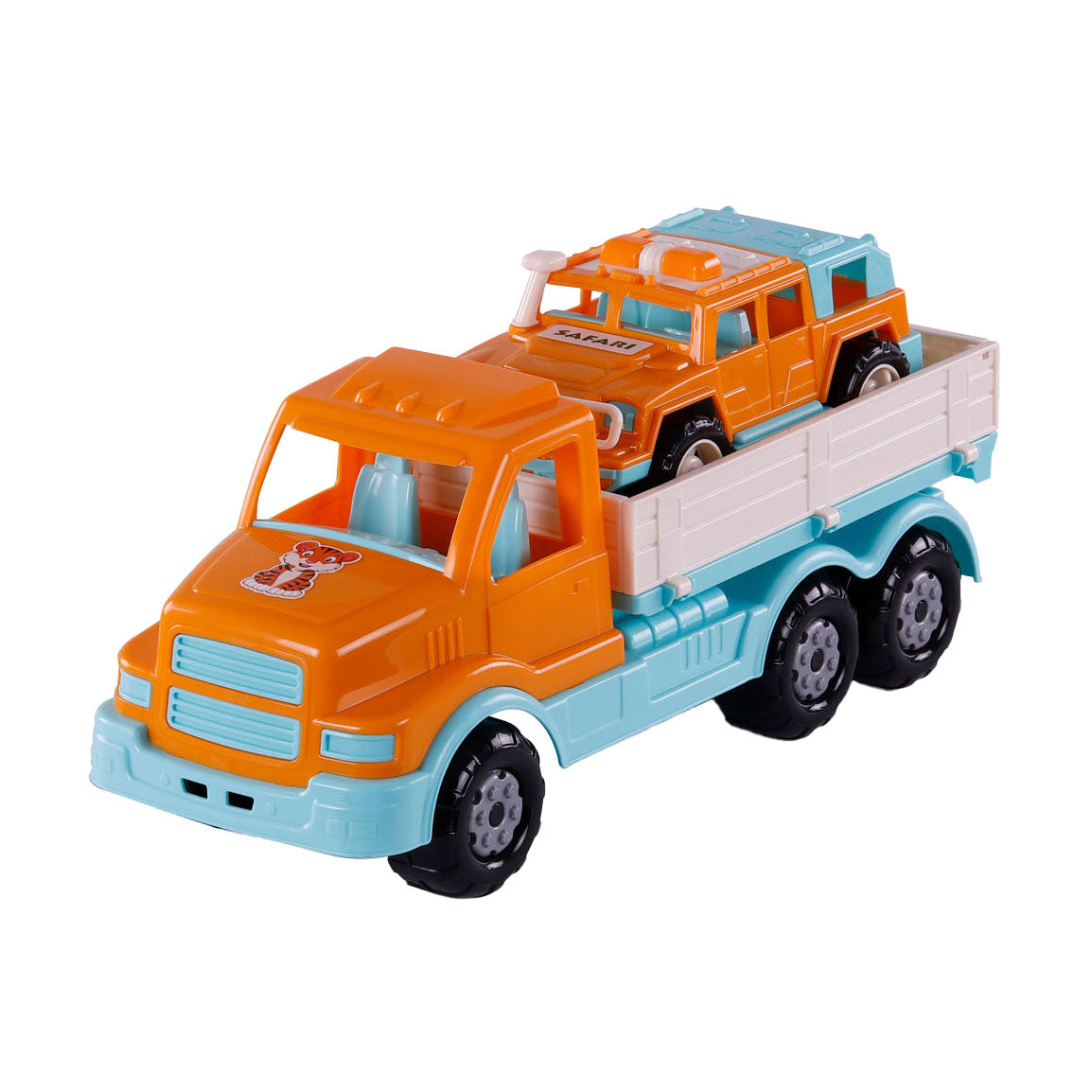 Cavallino Toys Cavallino XL Torpedo Truck mit Überlebens Jeep Oranje, 44,5 cm