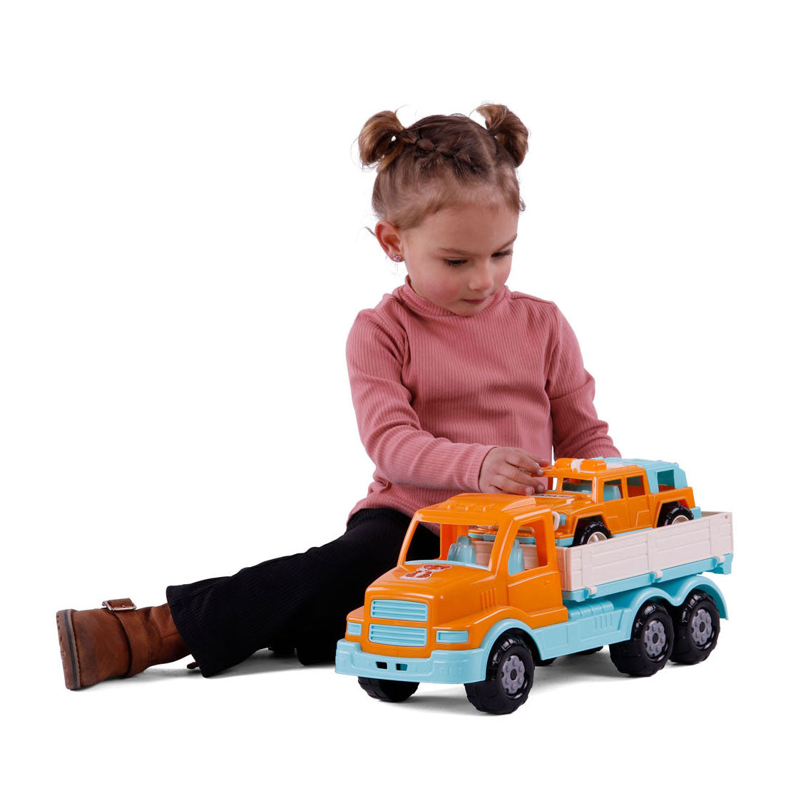 Cavallino Toys Cavallino XL Torpedo Truck mit Überlebens Jeep Oranje, 44,5 cm