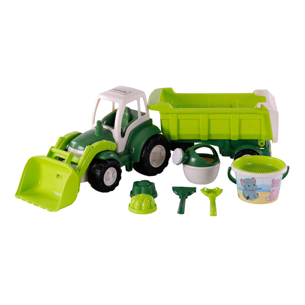 Cavallino Toys Cavallino XL Traktorgrün mit Kippanhänger und Eimer -Set, 9dlg.