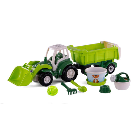 Cavallino xl tractor groen met kiep- aanhangwagen en emmerset, 9dlg.