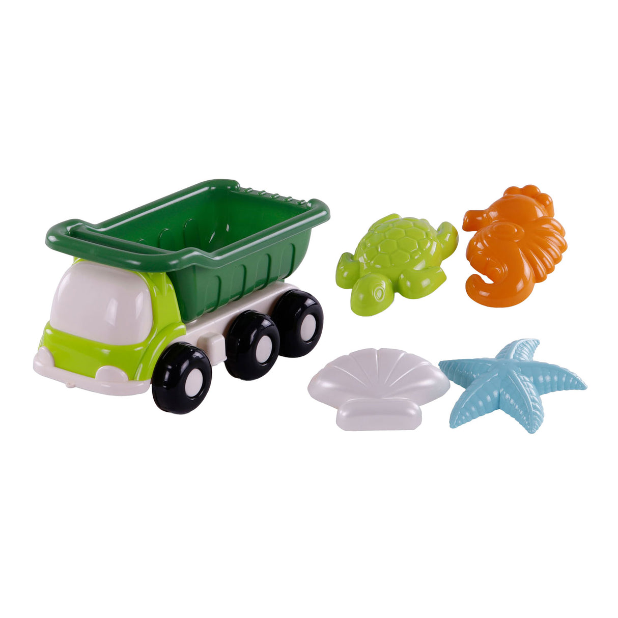 Cavallino Toys Cavallino Beach Kiepwagen s 4 oblikami peska zelena