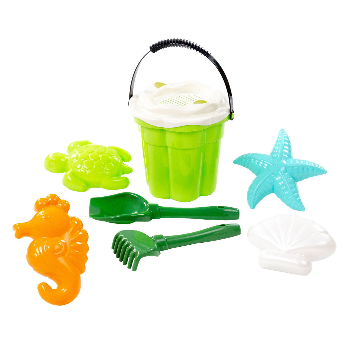 Toys Cavallino Toys Cavallino Classic Bucket Ensemble avec des formes de sable vert, 9dlg.