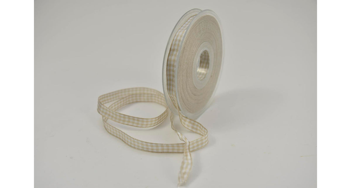 Nastro vichy 10mm x 20mtr cream