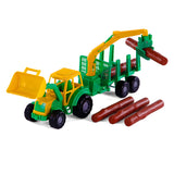 Cavallino hračky Cavallino Junior Tractor s přívěsem a dřevem, 46 cm