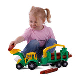 Cavallino Toys Cavallino Junior Traktor mit Tippanhänger und Holz, 46 cm