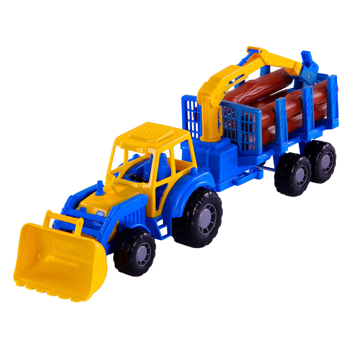 Cavallino hračky Cavallino Junior Tractor s přívěsem a dřevem, 46 cm