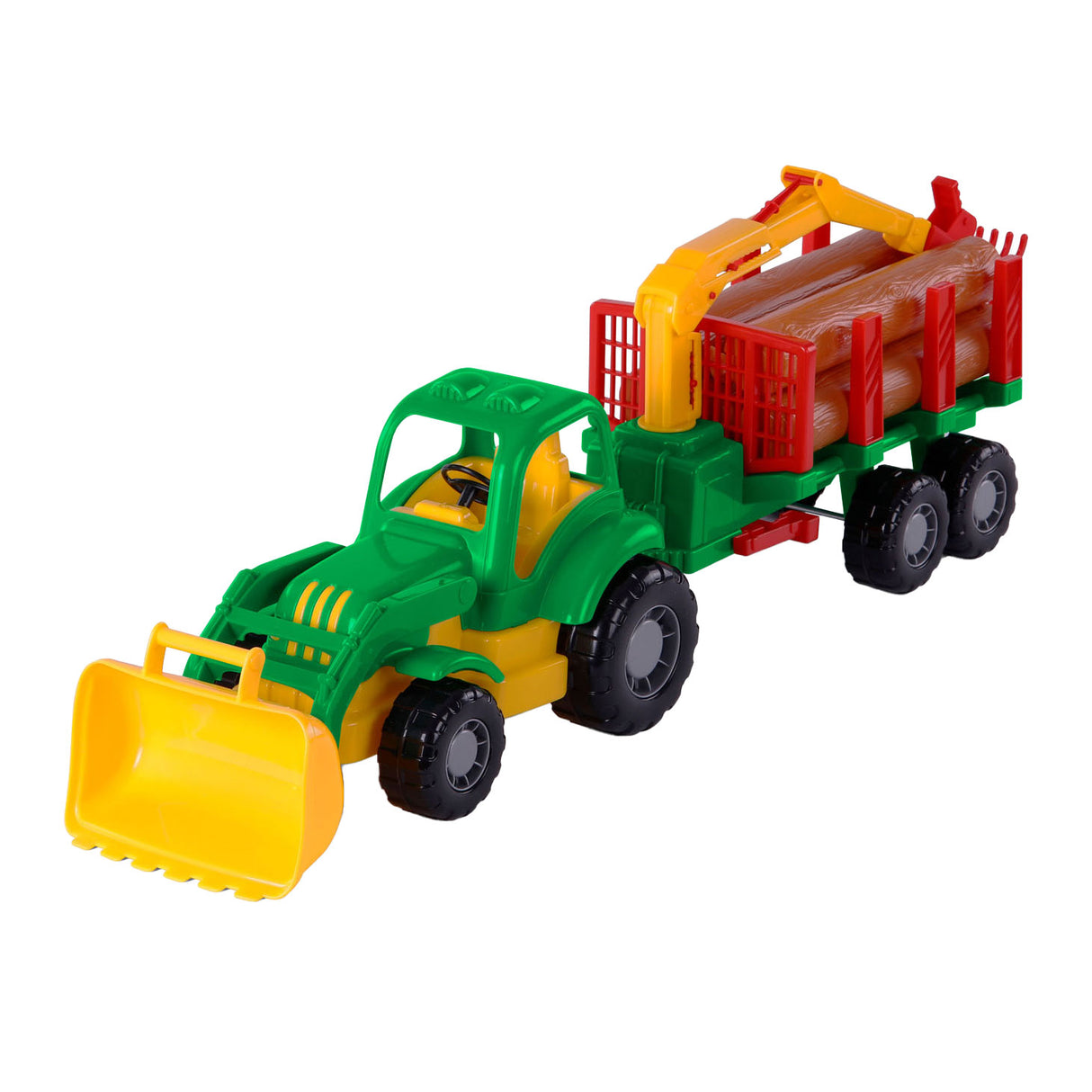 Cavallino Toys Cavallino Classic tractor with trailer and wood, 61cm