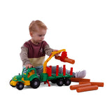 Cavallino toys cavallino klassieke tractor met aanhangwagen en hout, 61cm