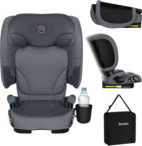 Lionelo orin i-size autostoel isofix - opvouwbaar autostoeltje 100-150 cm (3,5-12 jaar 15 tot 36 kg groep 2 3) – 14-standen hoofdsteun – 5-standen zitting – dri-seat – licht compact – bekerhouder transporttas – kinderzitje