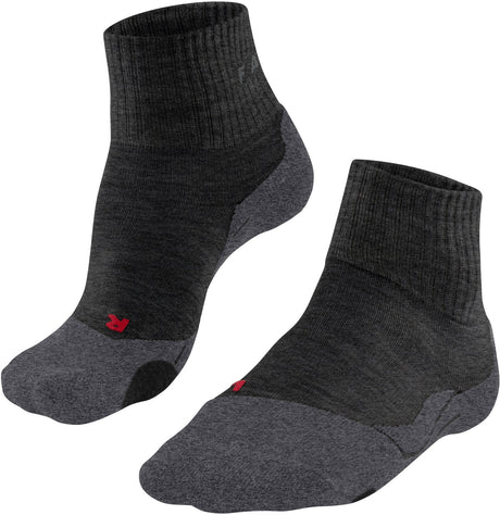 Falke tk2 short anti-blaar dik wol functioneel materiaal wandelsokken heren grijs - maat 42-43