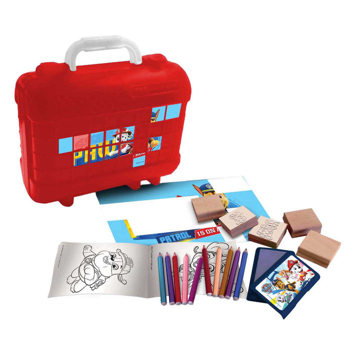 Multiprint paw patrol reis stempel- en kleurkoffer