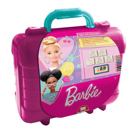 Multiprint barbie creatieve reis stempel- en kleurkoffer voor kinderen.