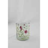 Mansion atmosphere vaas glas met roze bloemen 9x9x11cm