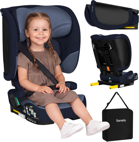 Lionelo orin autostoel isofix - opvouwbaar autostoeltje 100-150 cm (3,5-12 jaar 15 tot 36 kg groep 2 3) – 14-standen hoofdsteun – 4-standen rugleuning – licht compact – inclusief bekerhouder transporttas – kinderzitje i-size reis