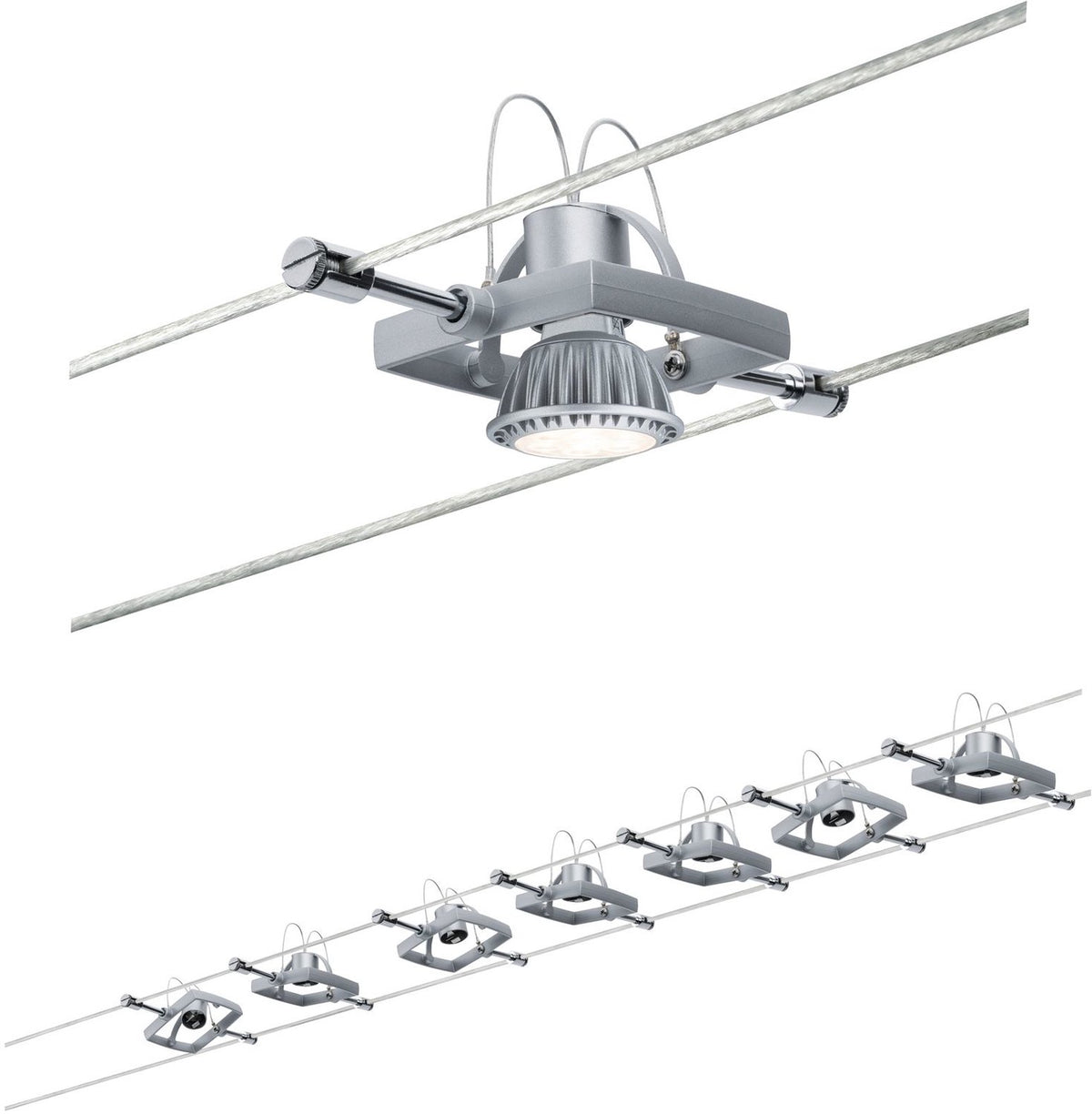 Paulmann wire system set macii max 7x10w gu5,3 chroom mat 230 12v 80va metaal kunststof