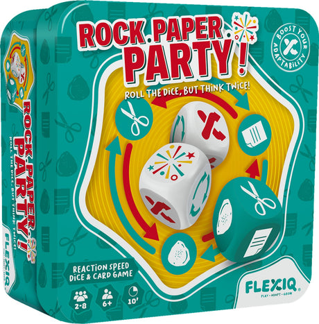 Flexiq rock, paper, party! | snel kaart en dobbelspel | 2 tot 8 spelers | vanaf 6 jaar | 10 tot 15 minuten