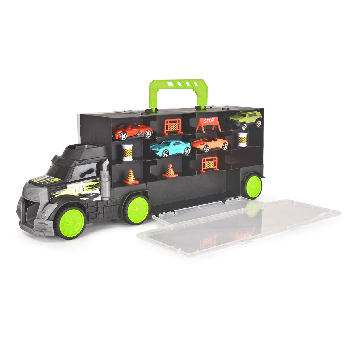 Transporter with 4 Die-cast cars and accessories