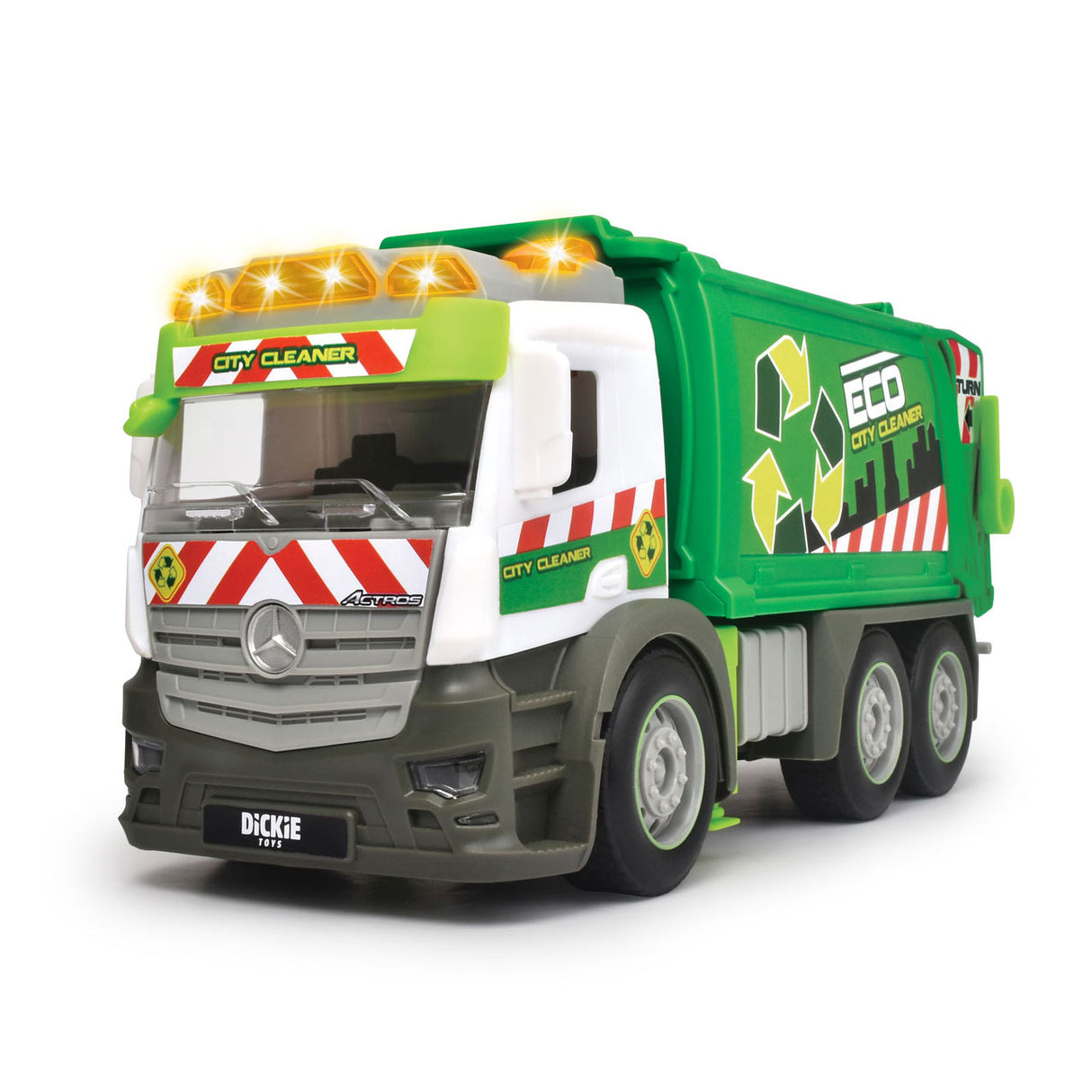 Dickie toys action truck - vuilniswagen - 26 cm - licht en geluid - speelgoedvoertuig