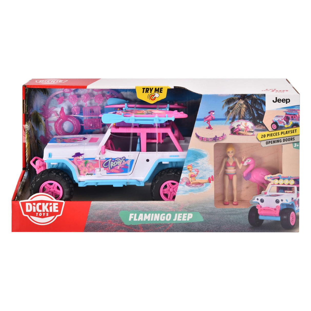 Dickie Flamingo Jeep con figura de juego