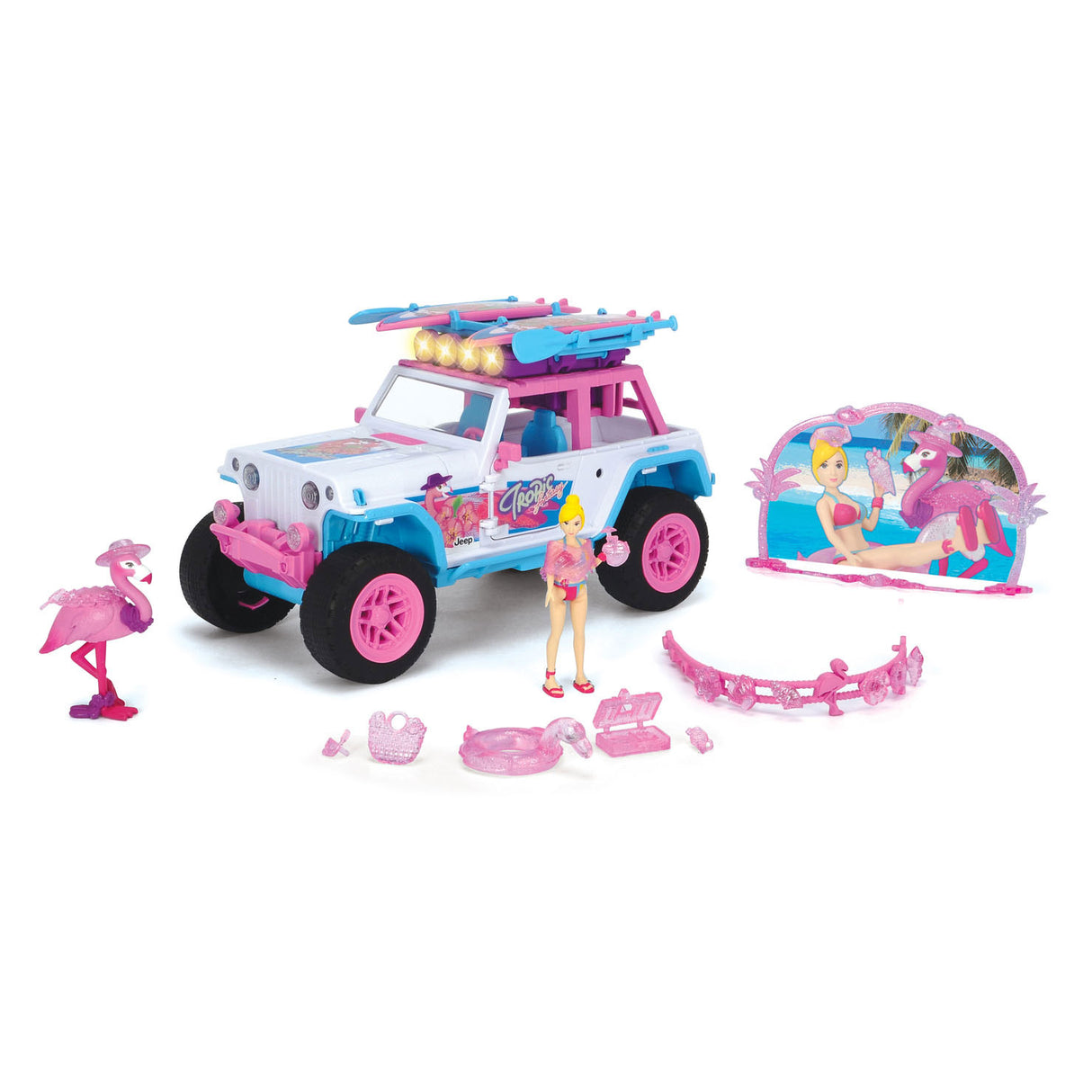 Dickie Flamingo Jeep mit Spielfigur