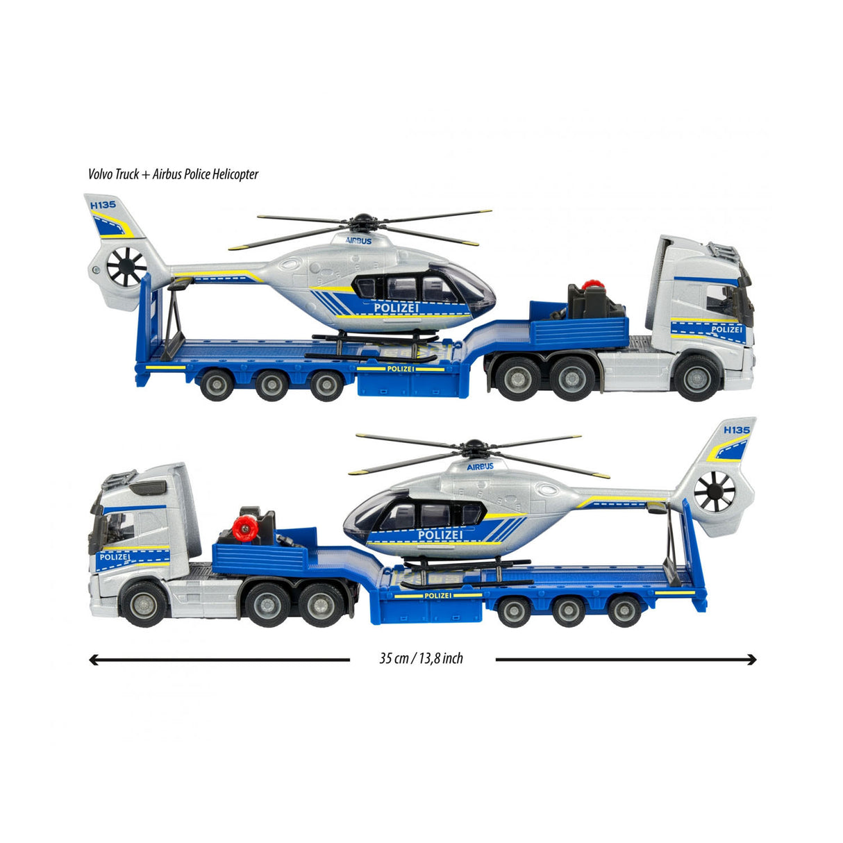 Majorette Volvo Truck med helikopterpoliti