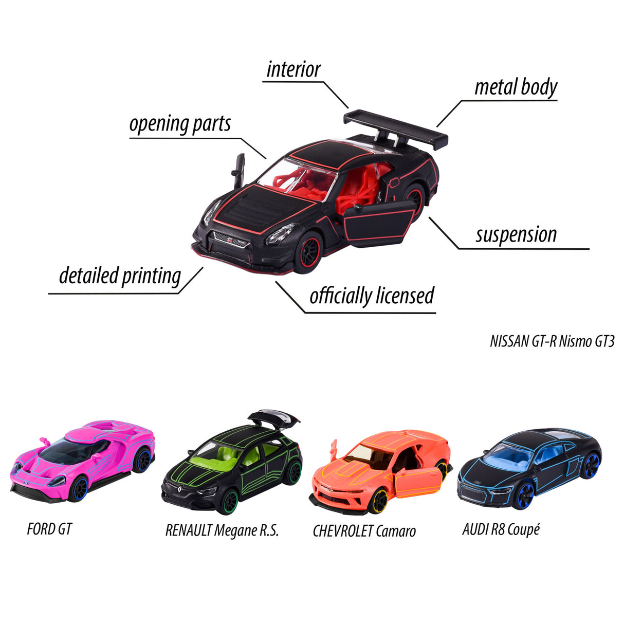 Majorette Light Racers Cars GiftPack, 5st.