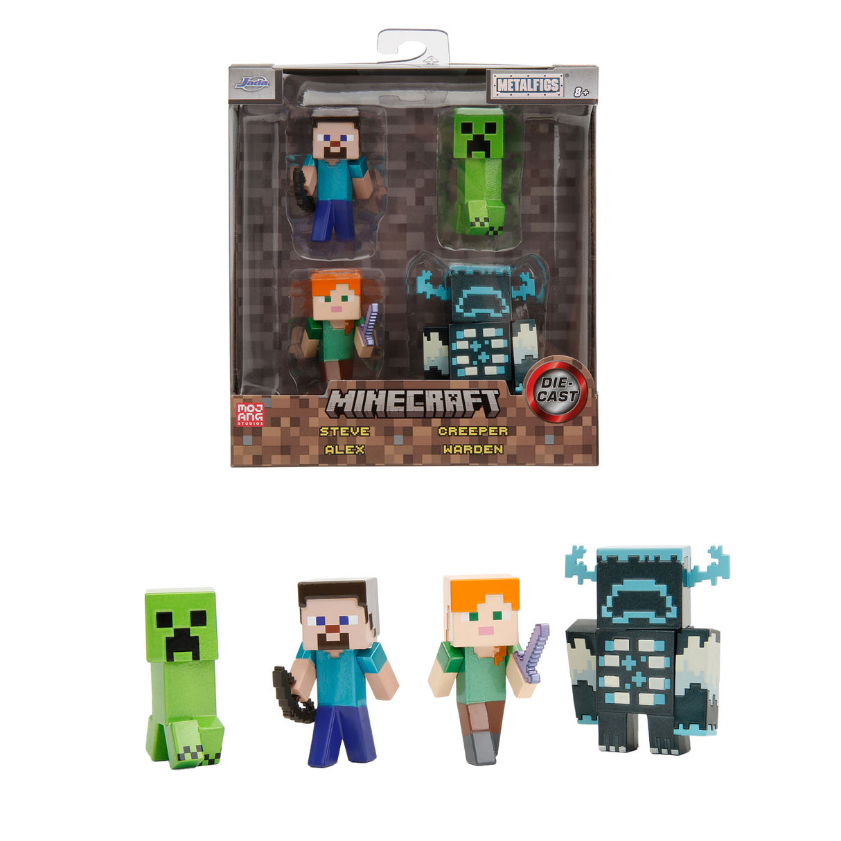 Jada Toys Jada Metalfigs Die-Cast Minecraft Figures val 9, 4st.