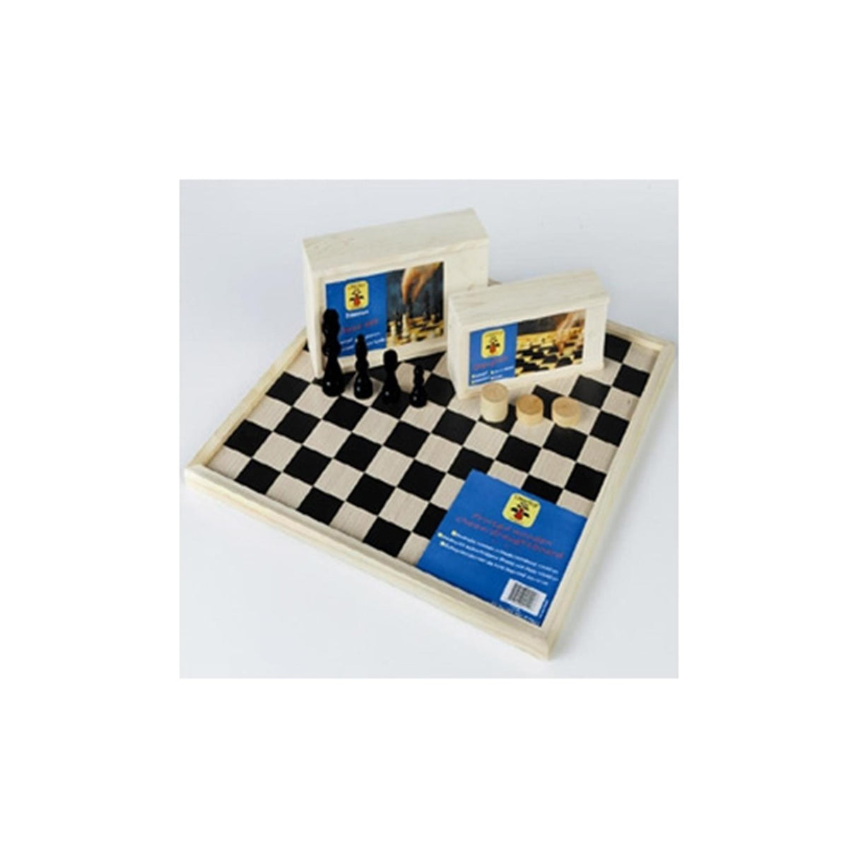 Longfield tweezijdig schaak- en dambord van hout – groot spelbord 40 x 40 cm – houten bord voor schaakspel dammen – klassiek bordspel – engelhart