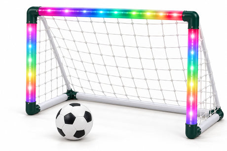 Alert voetbaldoel met verlichting - voetbalgoal 45x35x30 - voetbal goal opvouwbaar - neonlicht - inclusief bal en pomp