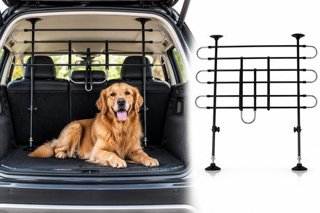 Flamingo autoveiligheidsrek tara – verstelbaar 100-160 cm breed x 75-130 cm hoog – zwart – veilig reizen met honden