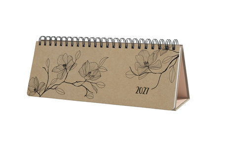 Sigel jolie weekplanner 2027 - 1 2 a4 liggend - black magnolia - 4-talig de en fr nl - 2 pagina's per week - hardcover spiraalbinding - 126 pagina's