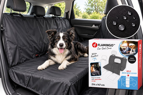 Flamingo beschermdeken voor auto coda – zwart – 214 x 147 cm – extra grote waterafstotende achterbankbeschermer voor honden