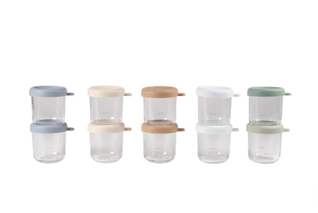 Béaba glazen bewaarpotjes 250ml set van 10 - vriezer magnetron bestendig - naturel