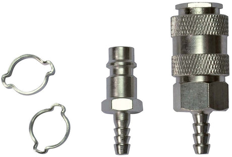 Stanley snelkoppeling montageset - 2-delig compressoraccessoire - geschikt voor slang met diameter ø 6 x 11 mm - europese snelkoppeling - geleverd in blisterverpakking - gewicht 40 gram