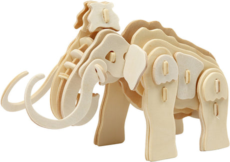 Creativ company 3d puzzel mammoet houten bouwpakket 19x8,5x11 cm.