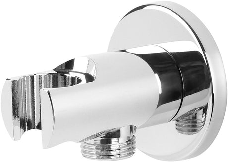 Differnz inbouw handdouche houder - kleur chroom - voorzien van wateruitlaat voor doucheslang - eenvoudig te monteren aan de wand - gemaakt van metaal (messing) - afmetingen 6 x 3,8 x 3 cm