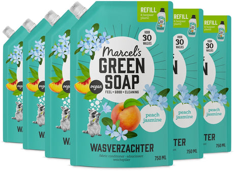 Marcel's green soap wasverzachter navulling - perzik jasmijn - 6 x 750ml - 180 wasbeurten