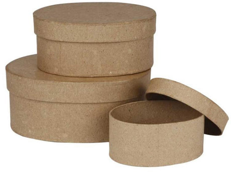Creativ company ronde doosjes papier-maché, 3st.