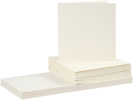 Creativ company kaarten en enveloppen karton formaat 15x15 cm envelope formaat 16x16 cm 110+220 g gebroken wit 50 sets