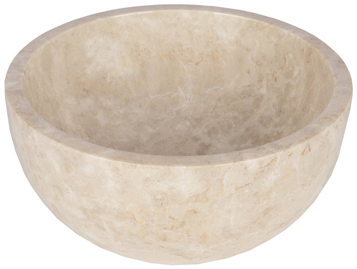 Differnz boomer waskom - ronde opzetwaskom van marmer voor de badkamer - geschikt als opzetkom op een wastafelblad - afmetingen ø 21 x 12 cm - gewicht 5 kg - kleur beige - 2 jaar garantie