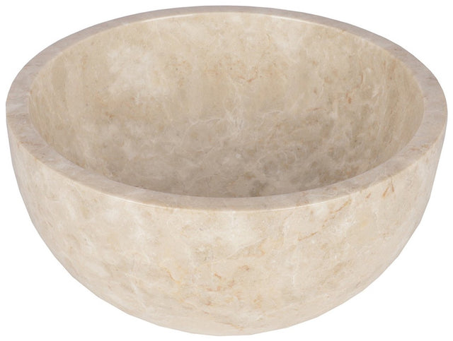 Differnz boomer waskom - ronde opzetwaskom van marmer voor de badkamer - geschikt als opzetkom op een wastafelblad - afmetingen ø 21 x 12 cm - gewicht 5 kg - kleur beige - 2 jaar garantie