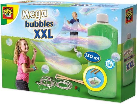 Ses creative ses - mega bubbles xxl - bellenblaas - met handige tool, paperclips en sterk zeepsop voor de leukste grote bellen