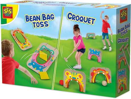 Ses creative croquet en pittenzak gooien - 2-in-1 van hout - vanaf 4 jaar - buitenspeelgoed - schoencadeautjes sinterklaas