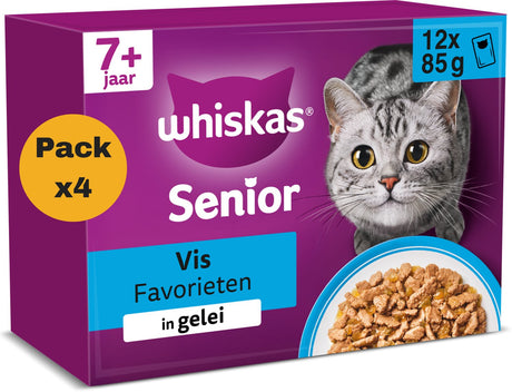 Whiskas kattenvoer - senior 7+ - vis selectie in gelei - 48x85g