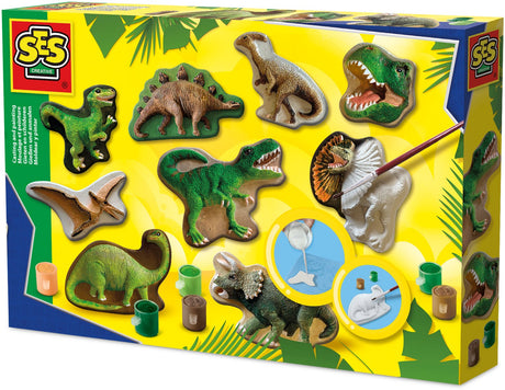 Ses creative - gieten en schilderen - dinowereld - sneldrogend - met vormpjes, gips, verf, penseel, spatel en sponsje - knutselen jongens - dinosaurus speelgoed