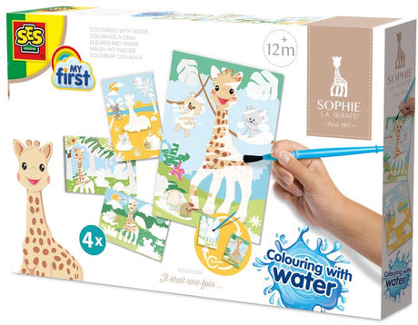 Ses creative - sophie la girafe - kleuren met water - geen geknoei - 4 magische kaarten – herbruikbaar – 1 tot 4 jaar