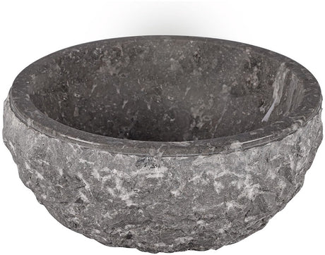 Differnz asti waskom - opzetwaskom van gepolijst marmer - rond model - onderhoudsvriendelijk - uniek steenpatroon - geschikt voor de badkamer - afmeting ø 38 cm x 15 cm - kleur grijs