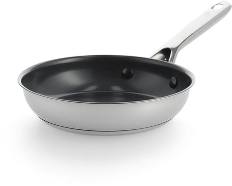 Bk sparkling koekenpan 20cm - pfas-vrije antikleeflaag - koekenpan inductie - keramische koekenpan - ovenbestendig tot 220°c - rvs handgreep - zilver